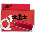 Mobile Tech Integrated Power Bank Accessory Kit w/ Earbuds & Microfiber Cloth in Cinch Pouch